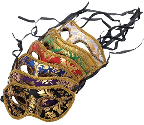DECHOUS Masque Vénitien Lot de 12 en Plastique pour Cosplay et Bal Masqué | Design Unique, Léger et Confortable à Porter, pour Halloween, Fête Costumée, Carnaval
