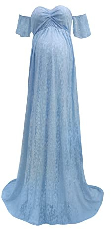 Robe à épaules Dénudées Grossesse Shooting Photo Dentelle Manche Courte Robe Maternité Fête Soirée Cérémonie Maxi Robe Grossesse Chic Et Elegant Pas Cher Mariage