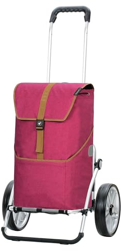 ANDERSEN Einkaufstrolley - Royal Shopper Auke Rubin | mit Kugellagerrädern, große Räder, 25 cm, aus Alu, bis 50 kg - Tasche mit Rucksackfunktion, Innenfach, Seitenfach, 46 L
