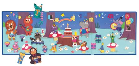 Janod - Magnéti'Stories Fiesta de los Animales - Juego Educativo Magnético 30 Imanes - Juguete Infantil de Cartón FSC - Desarrolla Imaginación y Motricidad Fina - A Partir De 3 Años, J05455