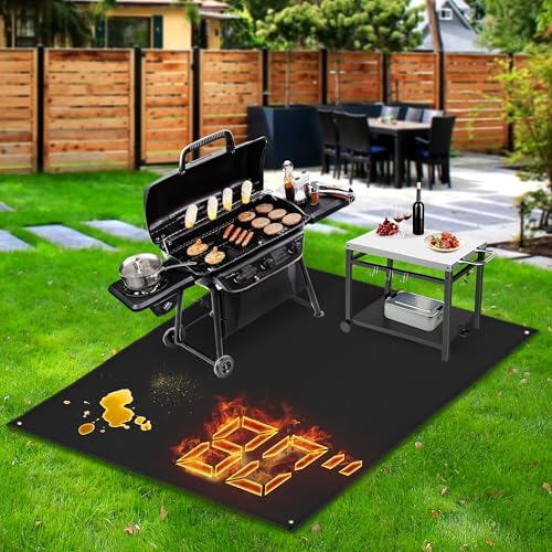 Alfombrilla ignífuga extragrande de 80 x 48 pulgadas para debajo de la parrilla, protector de cubierta de parrilla exterior de gran tamaño, alfombrillas Blackstone para parrilla al aire libre, tapete