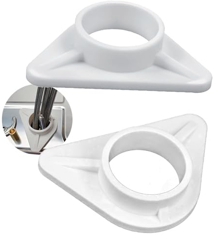 2 Stück Spülenverstärkung Stabilisator für Armaturen auf Edelstahlspülen, Kunststoff Spülbecken Verstärkung mit Ø 34 mm innerer Bohrung (Weiß)