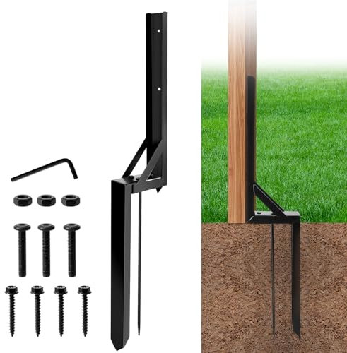 Fence Post Repair, Fence Post Support Stake, Fence post spikes, Heavy Duty Fixer Anchor Ground Spike for Reinforcement Repairing Garden Fence (1)