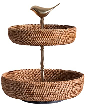 XXAezr Cesta Fruta Cesta de frutas de 2 niveles de almacenamiento de frutas y vegetales Spits Spits Sporter de almacenamiento de pan en la sala de estar y oficina de la cocina en el hogar Fruteros