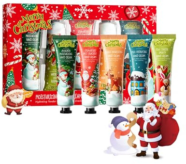 Handcremes Weihnachts Set-5 Stück Mini Hand Creme Geschenkset, Trockene Rissige Hände Feuchtigkeitscreme für den Winter, Kleines Geschenk Weihnachten für Männer/Frauen/Mutter/Freundin-Christmas set B