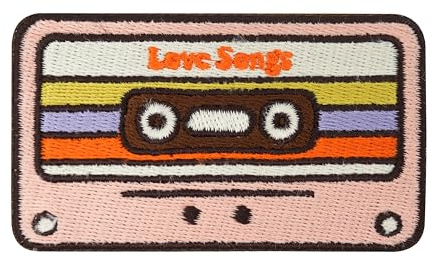 Finally Home Patch zum Aufbügeln - Love Songs Kassette | Retro Patches, Vintage Bügelbild, Rock Musik Aufnäher, Old School Aufbügler Flicken