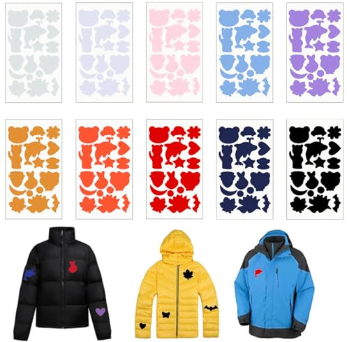 MisFun 10 Stück Daunenjacke Flicken Reparaturset, Flicken Daunenjacke Selbstklebend, Daunenjacke Reparatur Patches, Verschiedene Größen und Formen, für Jacken, Zelte, Regenschirm, Zehn Farben