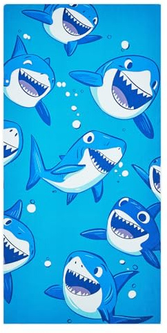 joyoldelf Toalla de Playa de Tiburón - 70 x 140 cm, Toalla de Microfibra Ultra Absorbente, Secado Rápido, para Niños y Niñas, Playa, Piscina, Viajes, Camping - Azul