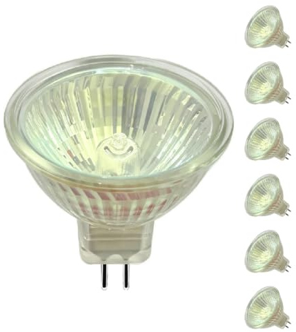 Trubuyware MR16 Halogen Light Bulbs, Gu5.3 Halogen Spotlight Bulbs 2 Pins Dimmable, 12V 35W 2 Pin Spot Light Bulbs Dimmable for Ceiling Light, 2700K Warm White, 6 Pack
