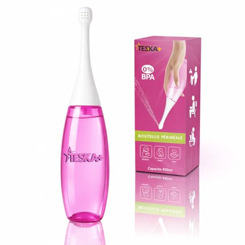 TESKA+ Perinealflasche Post-Partum – Tragbare Intimdusche BPA-frei – Mutterschaftshygiene & Einlauf – Mutterschaftsbeutel & Geschenkidee für junge Mutter