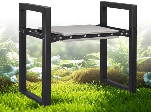Harrms Taburete plegable para jardín, 31 cm extra ancho, taburete de jardín con cojín cómodo, perfecto para jardinería, camping y pesca, regalo para jardineros, color negro