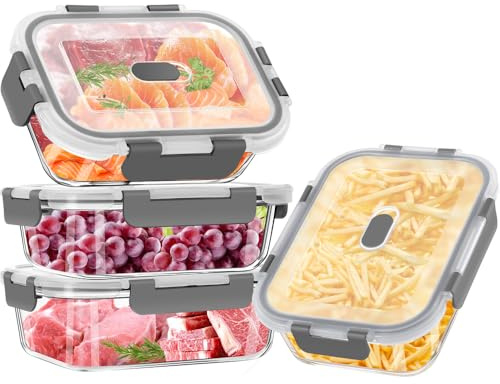 TDSYDS Glasbehälter mit Deckel 640ML, Frischhaltedosen Glas Set für Lebensmittel 8 Stück(4 Behälter + 4 Deckel), Mikrowellengeschirr Spülmaschinen & Gefrierschrankfreundlich - Meal Prep Boxen Glas