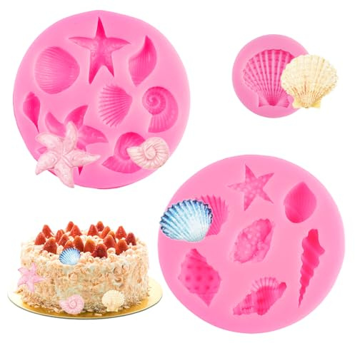3 Stück 3D-Meerestiere Silikon Form Muscheln, Unterwasser Fondant Formen | Seesternschalen Fondant Formen Silikon, Diy-Meerestiere Muschelkuchendekoration für Kuchen, Pralinen, Bonbons und Gelees