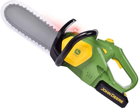 John Deere Tronçonneuse Jouet Motorisée, Outil Imitation Avec Lumières Et Sons, Lame Rotative, Batterie Amovible, Pour Jeux Enfants Intérieur Extérieur, Sécurisé Et Durable, Dès 3 Ans