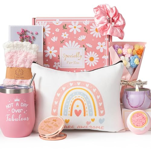 Valentines Day Gifts For Women,Unique Self Care Package Relaxation Set for Her,Birthday Pamper Get Well Soon Presents Box ,Ladies Happy Hamper Basket Gifts ideas for Best Friends,Mum,Sister,Coworker