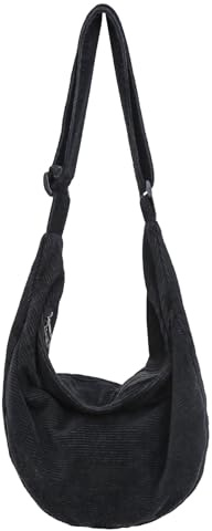 SUPECHUNYI Umhängetasche Cord Damen Herren Groß Crossbody Bag Schultertasche Moon Bag Large Tasche Damen für Schule Arbeit Reisen Ausflug Einkauf