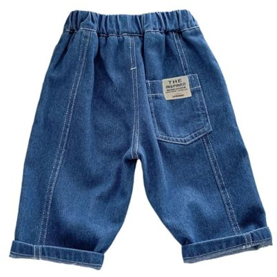 Baggy-Jeans für Kleinkinder, Jungen, weites Bein, elastische Taille, Denim-Hose, Baby, hohe Taille, trendige Jeans, weich, atmungsaktiv, ästhetische Haremshose, blau, 6-12 Monate
