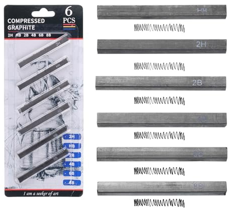 sourcing map Compressed Charcoal Sticks, 2H/HB/2B/4B/6B/8B Grade Square Vine Charcoal Sticks Set Art Supplies for Painting Drawing Sketching Shading Artists Beginners(Pack of 6)