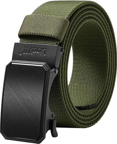 LionVII Elastischer Ratschen-Gürtel mit Automatischer Schnalle, Arbeitsgürtel für Herren für Taillenumfang 75-125cm(28-49) (Grün)