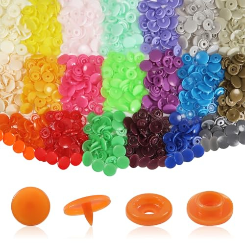 TOAOB 200 Insiemi Bottoni Automatici a Pressione T5 12mm Bottoni a Pressione Colorati in Plastica per Cucito Creativo Scrapbooking Fai Da Te