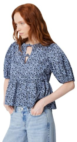 Amazon Essentials Mujer Blusa Peplum de satén de algodón de Ajuste Relajado
