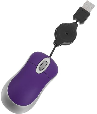 Kisangel Mini Souris Filaire USB Capteur Optique 1000 Dpi, Portable Et Ergonomique pour Travail Et Loisirs en Plein Air, Câble Rétractable, Violet