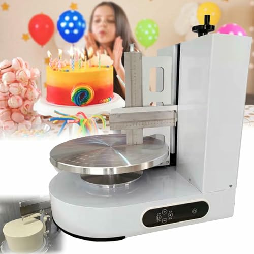 AYCDL 4-12 Inch Automatic Cake Spreader, Round Cake Cream Spreading Coating Filling Machine, Adjustable Cake Icing Smoother Tool For Cake Bread Buttercream Decoration,White