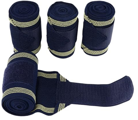 Vvikizy 4 Stück Pferdebeinbandagen, Elastische, Langlebige Schutzbandagen aus Dehnbarem Polyester mit Leichtem, Flexiblem Design, für das Reittraining und die Tägliche Pflege