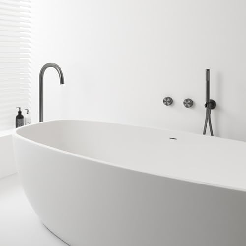 Bath Taps with Shower Attachment Free Standing Bathroom Bathtub Tap Concealed,Grey