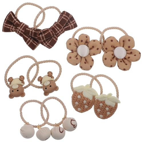STOBAZA 5 pares Lazos Elásticos para Cabello Niña Decorativos con Flores y Lazos Suaves y Cómodos Accesorios para Coleta para Fiestas y Uso Diario
