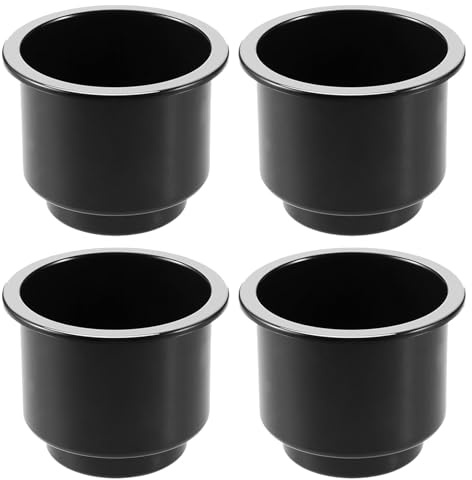 TOBBOMEY 4 Pièces Porte-gobelets Voiture Plastique Noir Résistant Inserts Robustes pour Console Centrale Auto SUV Camion Support Boissons Intégré Antidérapant