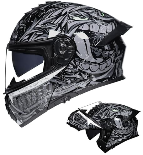 Modularer Motorradhelm Scooter Roller Moped Helm DOT/ECE Zertifiziert Vollvisierhelm Belüftungssystem Motorrad Klapphelm Mit Doppelvisier J,XXL=(63-64CM)
