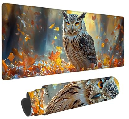 Tapis de Souris de Jeu, 1400 x 600 mm XXL Tapis Souris Gaming Grand, Antidérapant Étanche, iExtended Long Clavier Mouse Pad XXL, Accessoire Bureau, pour Gamer, Ordinateur, PC (Forêt Hibou) i-689