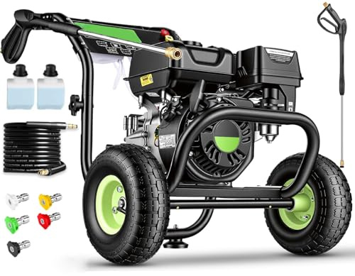 4200PSI Gas Pressure Washer 4.0GPM Gas Power Washer Gas Powered Washing Machine Commercial High Pressure Washer with 25ft Hose&5 Spray Nozzles for Patio Garden Yard Vehicle,EPA/CARB/ETL (Black)