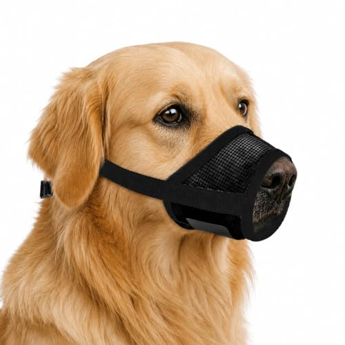 Lysjoy Museliere pour Chiens, Boucle Réglable Musoliaire Chien, Doux et Respirant Chien Muselière pour Petit Moyen Grand Chien(Teckel, Labrador, Chihuahua, Muselière), Dog Muzzle (Noir, M)