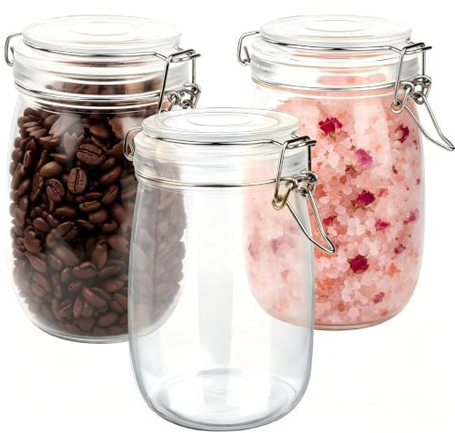 Otauoaea 3 Stück 1L Einmachgläser mit Bügelverschluss, 1000ml Glasbehälter mit Deckel, Luftdicht Vorratsgläser für Küche, Vorratsgläser Fermentierglas zum Aufbewahren für Marmelade, Müsli, Gewürzen