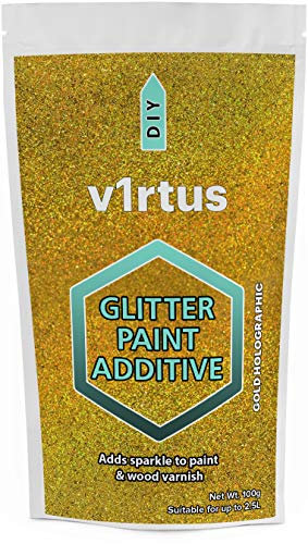 V1RTUS - Additivo con glitter per emulsione di vernice, 100 g, per uso interno/esterno su parete, soffitto, legno, metallo, finiture opache/lucide/perlescente, ecc.