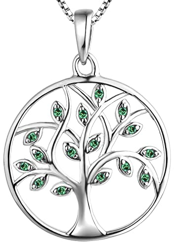 YL Damen Lebensbaum Anhänger mit Kette-925 Sterlingsilber Familienstammbaum mit Anhänger Geschenke zum Weihnachtsgeschenke für Frauen Freundin, Kettenlänge 45-48CM