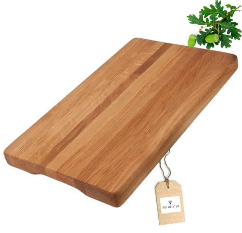 HOFMEISTER® Massives rechteckiges Schneidebrett aus Eiche 50 cm mit dezenten seitlichen Griffen