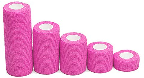 Angela-homestyle 10 Rollen Kohesive Selbsthaftende Bandagen Fingerpflaster Fingerverband Wundverband selbstklebend wasserfest (15cm x 4.5m, Rosa)