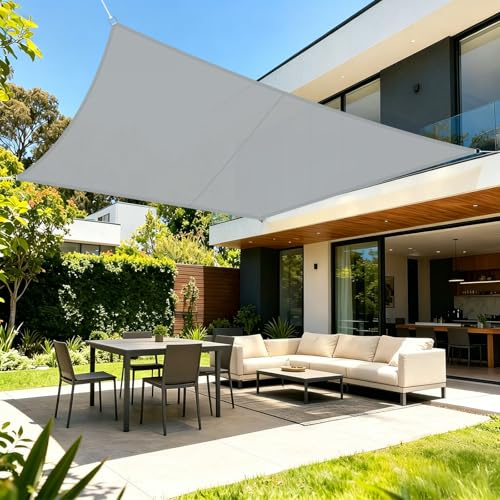 LOVE STORY Sun Shade Sail Waterproof Rectangle 3.5x5m Canopy Outdoor UV Block Sunshade Sail for Patio Garden Backyard，Grey