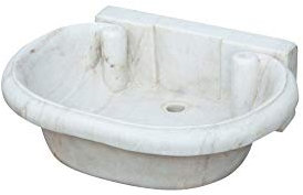 Biscottini Évier en marbre blanc 65x53x20 cm | Évier extérieur et intérieur | Lavabo Pierre | Lavabo à poser en pierre | Évier de cuisine