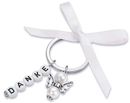 KyndOccasion 15 Gastgeschenke Hochzeit Schlüsselanhänger mit 15 Organza Beutel Gastgeschenk Taufe Weihnachten Geburtstag Kommunion Konfirmation Geschenk für Gäste Anhänger Danke kleines Dankeschön