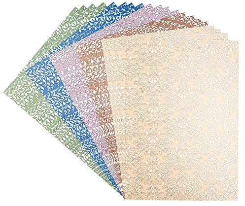 Ideen mit Herz ädelt dekorativt papper pärla | dekorativ kartong | 20 ark i 5 olika Färger | Präglad och folieförädlad | DIN A4 | 250 g/m² (ornament)