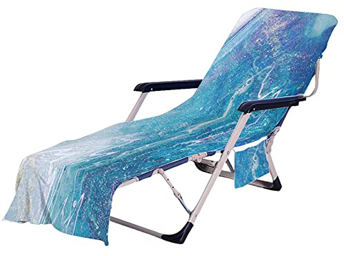 FANSU Schonbezug für Gartenliege Frottee Liegenauflage Garten Sonnenliege Handtuch mit 2 Taschen Stuhl Strandtuch für Schwimmbäder, Strände, Gartenhotels (Sternenlicht,75x210cm)