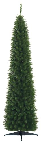 HOMCOM Albero di Natale Slim Artificiale 210 cm con Rami Realistici, Albero di Natale Alto e Stretto con Base Pieghevole, Verde