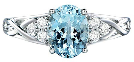 Gualiy 18 Karat Weißgold Ring Damen, Verlobungsring Weissgold mit Aquamarin Infinity Ring mit Aquamarin und Diamant 1.45 Carat Verlobungsringe Frauen Größe 56 (17.8)