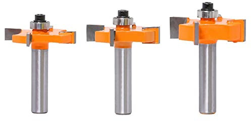 Bestgle 8mm Gambo Punta per Fresatura del Legno, 3 Pezzi Tongue and Groove Router Bit Set, 4 Flauti Frese per Spianare per Legno CNC Fresa Strumento