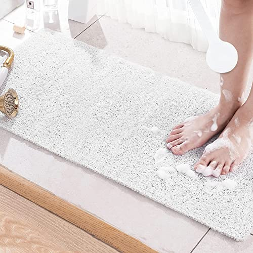 Extra lange Badematte, rutschfeste Duschmatten für die Innendusche, 100x40 cm Badewannenmatte, Luffa, Anti-Schimmel, Badezimmermatten mit Ablauf, PVC-Badewannenteppich, schnell trocknend