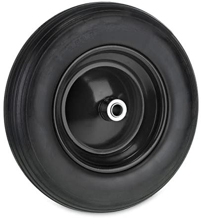 Relaxdays Rueda Carretilla 3.50-8, Neumático Goma con Llanta Acero, hasta 100 kg, Repuesto Antipinchazos, Negro